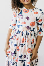 Boo Crew Three Quarter Sleeve Pocket Twirl Dress For Girls Mila & Rose ® Everetts Place: Online Boutique