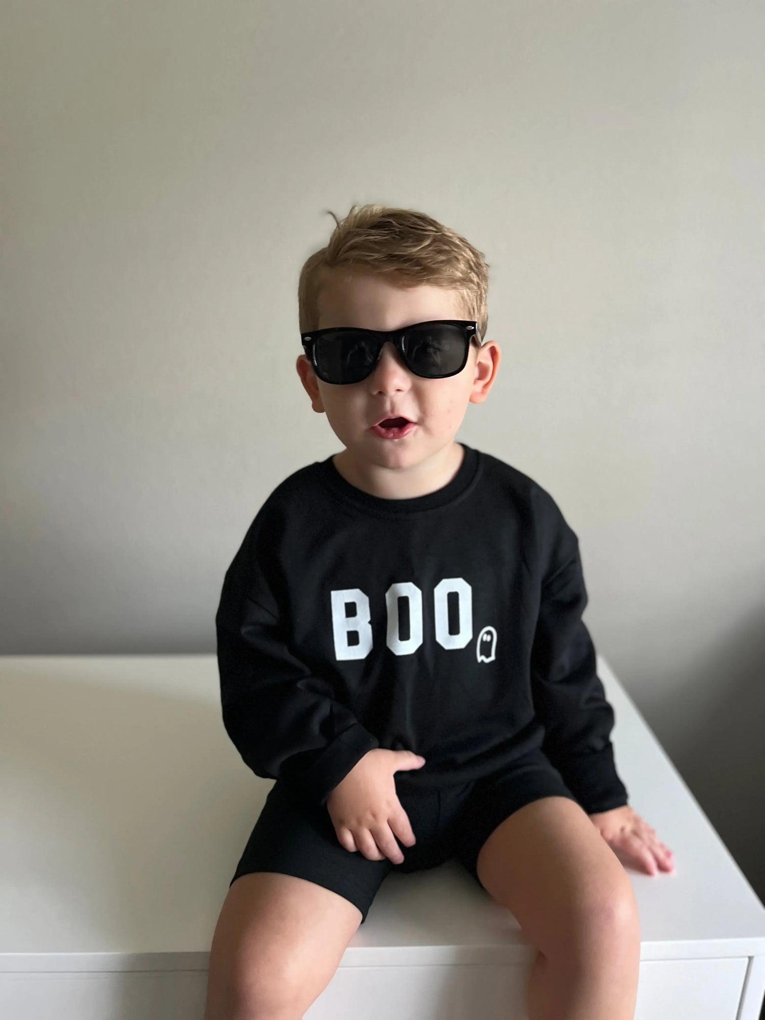 Little Joy Co. Boo Graphic Oversized Crewneck Sweatshirt Lightweight Terry -