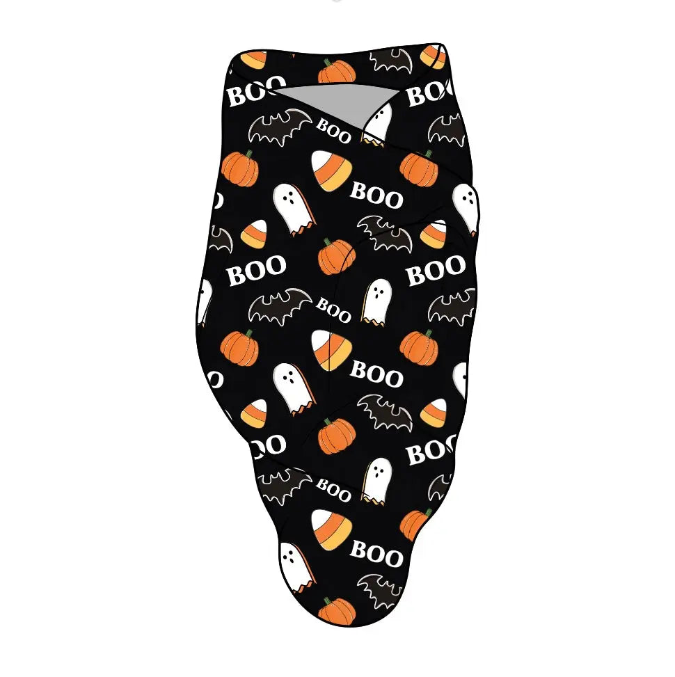 Boo Halloween, Bamboo Spandex Swaddle Miller & Co. Everetts Place Boutique