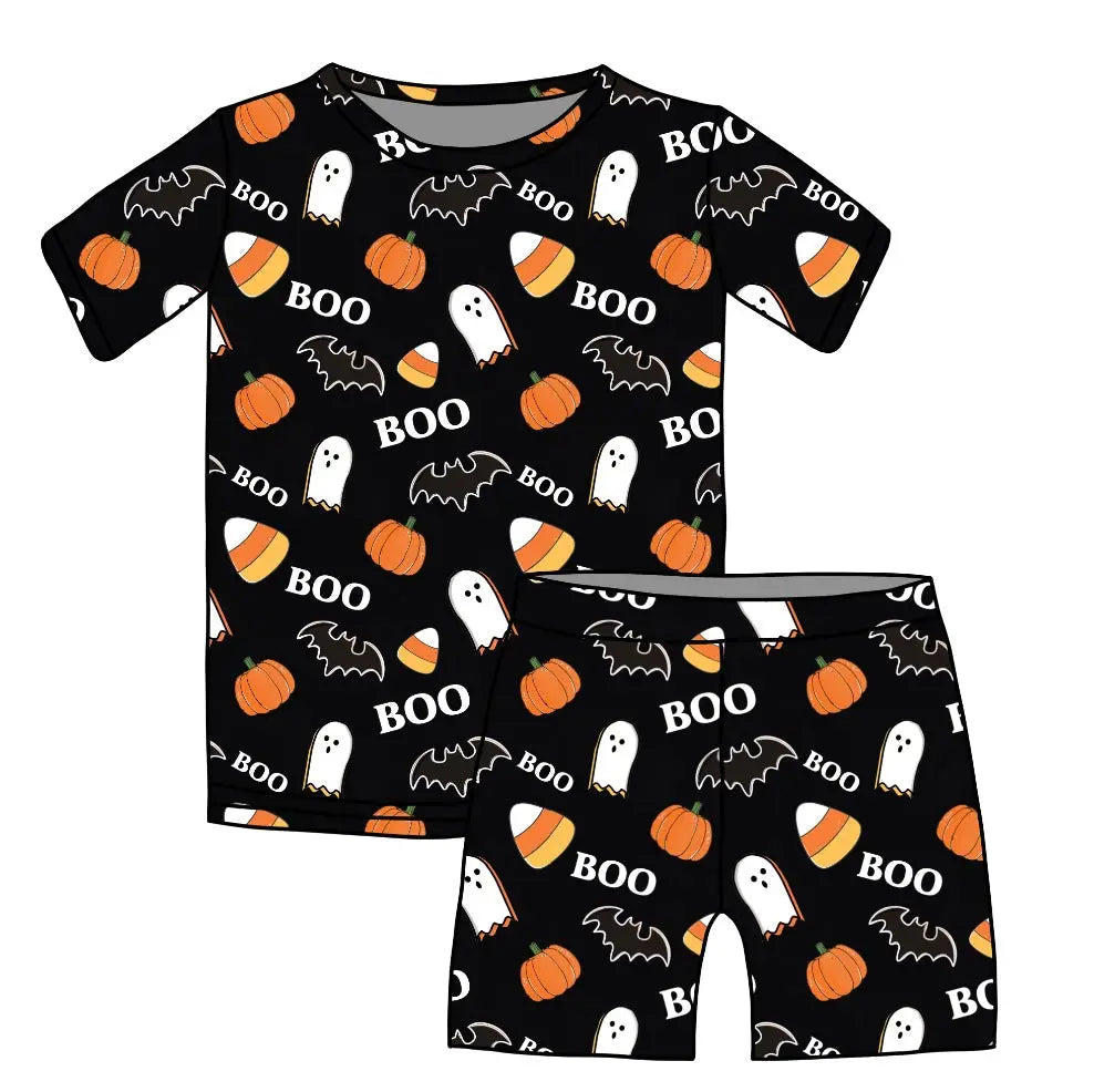 Boo Halloween, Bamboo Two Piece Short Sleeve & Shorts Pajama Set Miller & Co. Everetts Place Boutique
