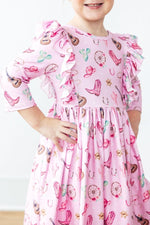 Mila & Rose ® Boot Scootin Three Quarter Sleeve Ruffle Twirl Dress - Everetts Place Boutique - 