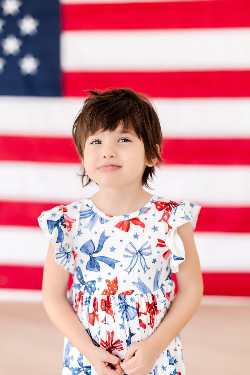 Mila & Rose ® Born to Sparkle Flutter Sleeve Twirl Dress for Toddlers - Everetts Place Boutique - 