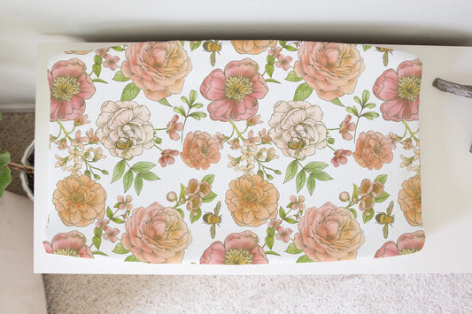 Changing Pad Cover - Botanical Floral Honey Lemonade