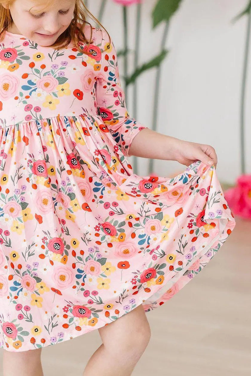 Mila & Rose ® Bouquet Beauty Twirl Dress Pockets Three Quarter Sleeve - Apparel & Accessories > Clothing > Dresses Twirl Pocket Dress 3/4