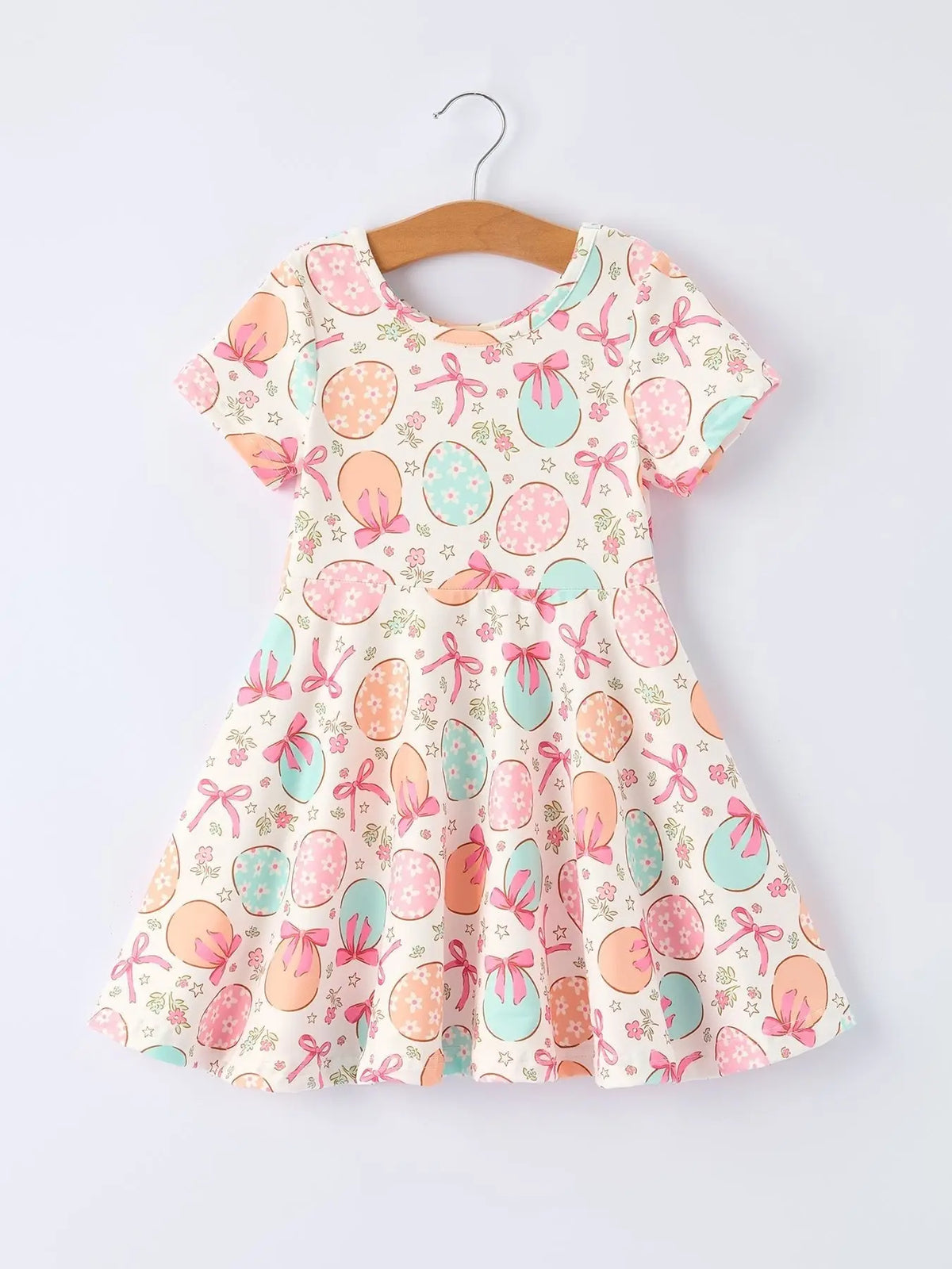 Rylee Faith Designs Bow Print Girls Short Sleeve Dress - 