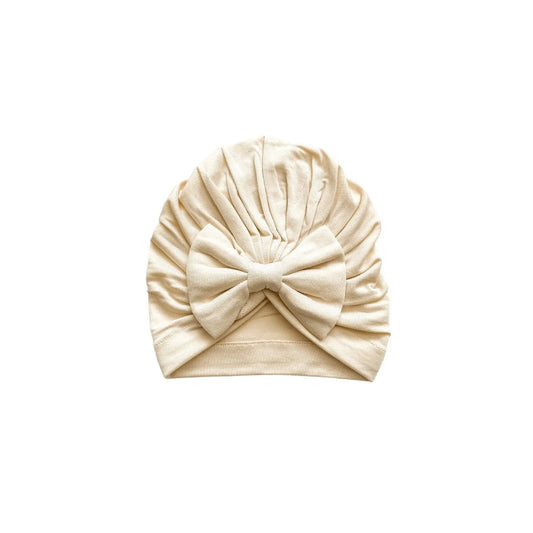 Bow Turban Hat - Cream Harp Angel Boutique