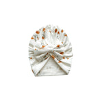 Harp Angel Boutique Soft Bamboo Bow Turban Hat with Floral Design for Newborn Girls - Apparel & Accessories > Clothing Accessories > Baby & Toddler Clothing Accessories > Baby & Toddler Hats Hat