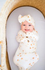 Harp Angel Boutique Soft Bamboo Bow Turban Hat with Floral Design for Newborn Girls - Apparel & Accessories > Clothing Accessories > Baby & Toddler Clothing Accessories > Baby & Toddler Hats Hat