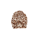 Harp Angel Boutique Soft Leopard Bow Turban Hat for Newborn Girls with Stretchy Comfort - Apparel & Accessories > Clothing Accessories > Baby & Toddler Clothing Accessories > Baby & Toddler Hats Hat