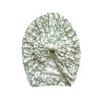Harp Angel Boutique Soft Bamboo Bow Turban Hat with Sage Ditsy Floral for Newborn Girls - Apparel & Accessories > Clothing Accessories > Baby & Toddler Clothing Accessories > Baby & Toddler Hats Hat