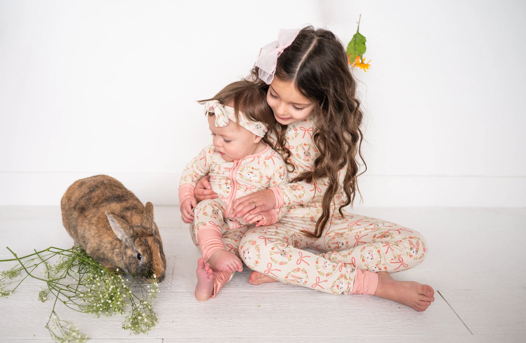 Dreamlet Bows And Bunnies Two Piece Set Soft Bamboo Fabric Dreamlet - Apparel & Accessories > Clothing > Baby & Toddler Clothing > Baby & Toddler Sleepwear Two Piece PJs