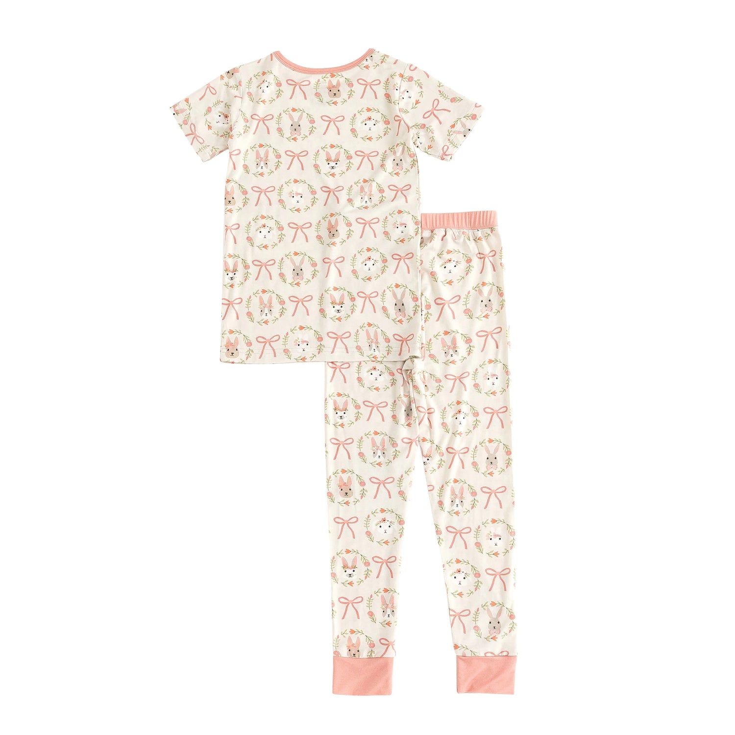 Dreamlet Bows And Bunnies Short Sleeve PJ Pink Two Piece Buttery Soft - Apparel & Accessories > Clothing > Baby & Toddler Clothing > Baby & Toddler Sleepwear Two Piece PJs