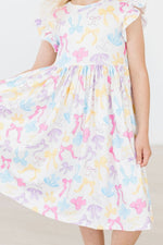 Mila & Rose ® Bowtastic Flutter Sleeve Twirl Dress For Toddlers Girls - Everetts Place Boutique - 