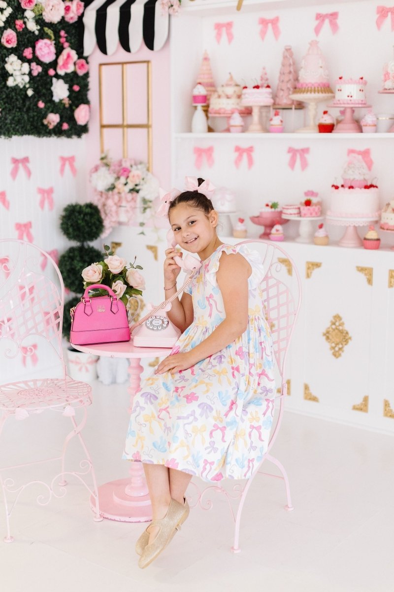 Mila & Rose ® Bowtastic Flutter Sleeve Twirl Dress For Toddlers Girls - Everetts Place Boutique - 