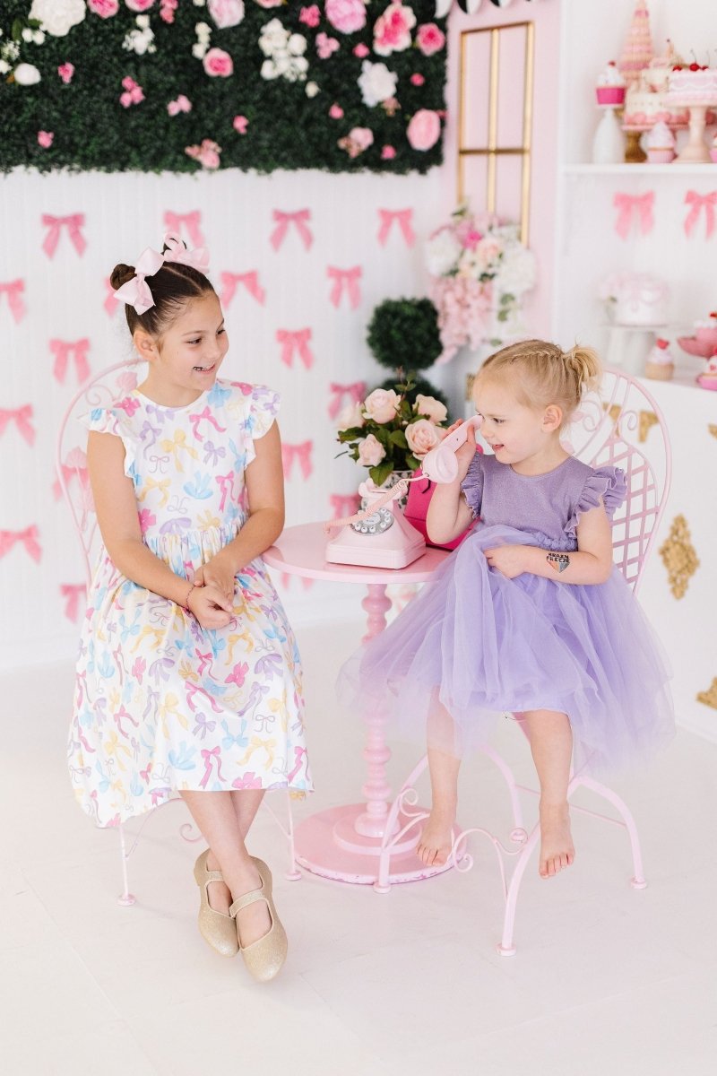 Mila & Rose ® Bowtastic Flutter Sleeve Twirl Dress For Toddlers Girls - Everetts Place Boutique - 