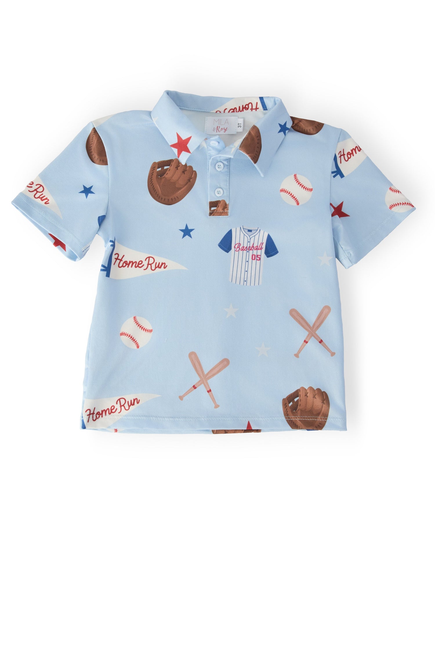Mila & Rose boys' 'Home Run' short sleeve polo shirt.
