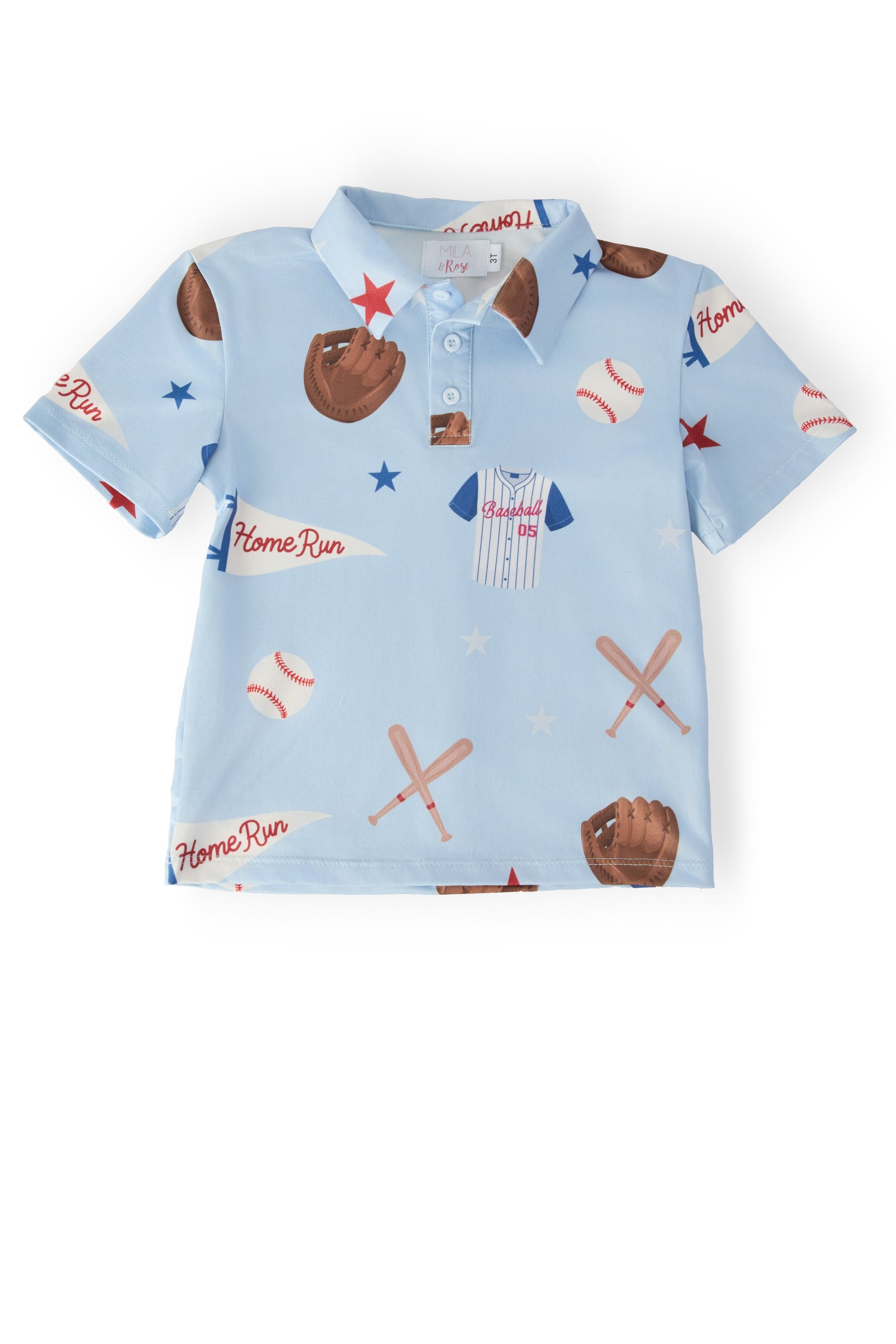 Mila & Rose boys' 'Home Run' short sleeve polo shirt.