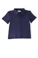 Mila & Rose organic boys navy short sleeve polo.