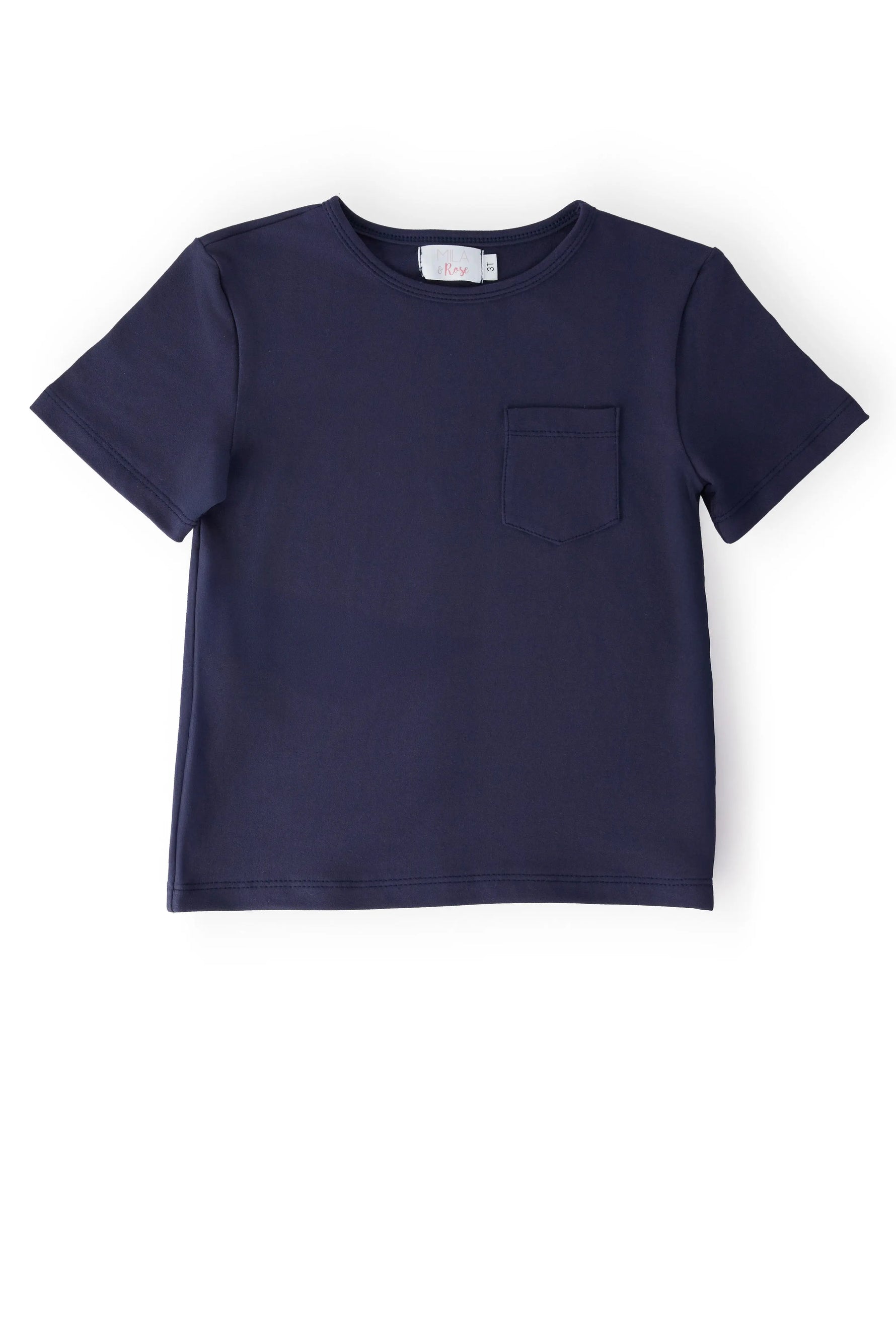 Boys Navy Short Sleeve Pocket Tee Everyday Casual Basics Mila & Rose ® 