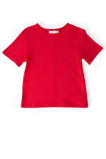 Mila & Rose organic boys' red S/S pocket tee.