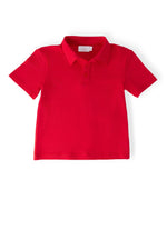 Mila & Rose boys red short-sleeve organic polo.