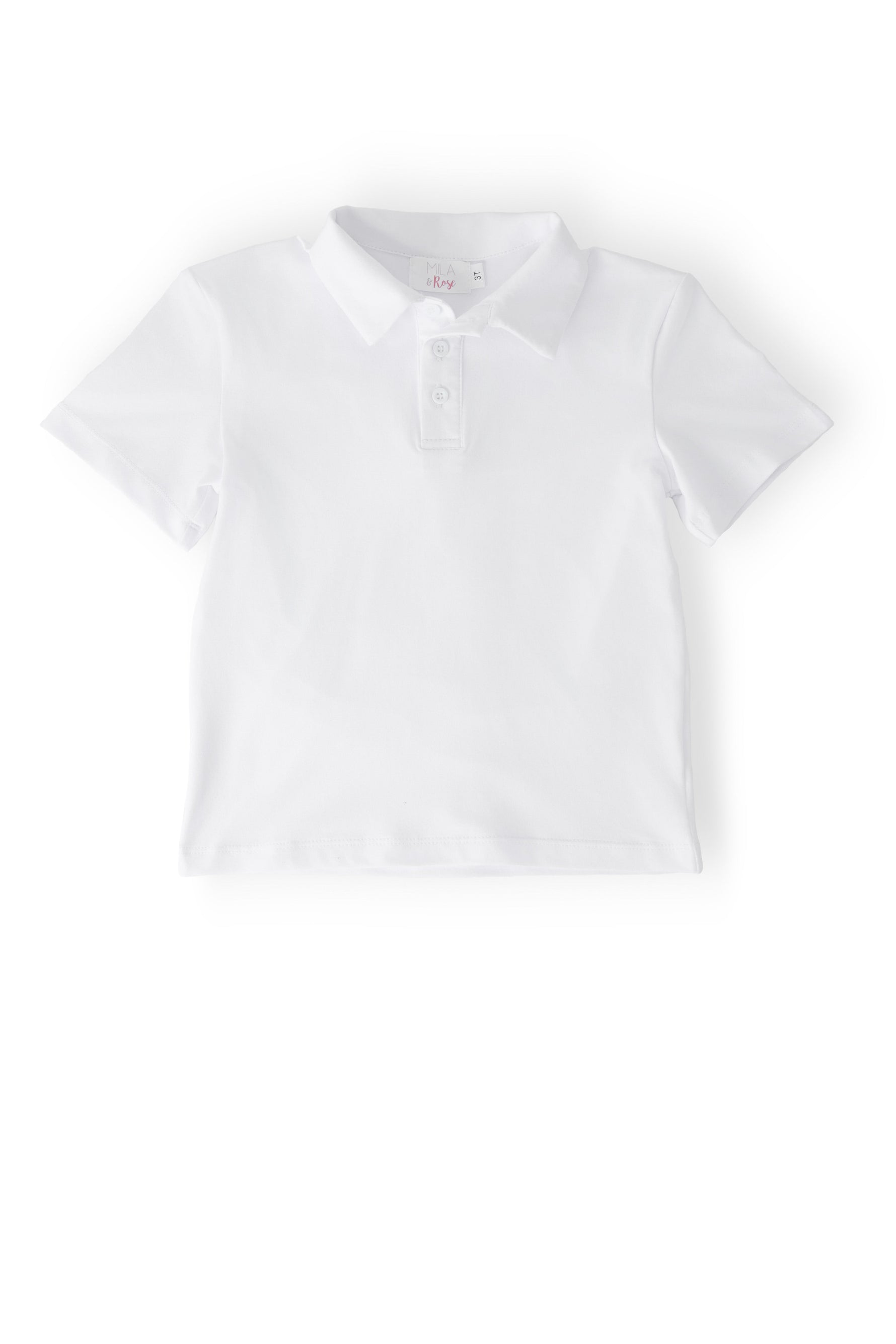 Mila & Rose baby boys' white short sleeve polo.