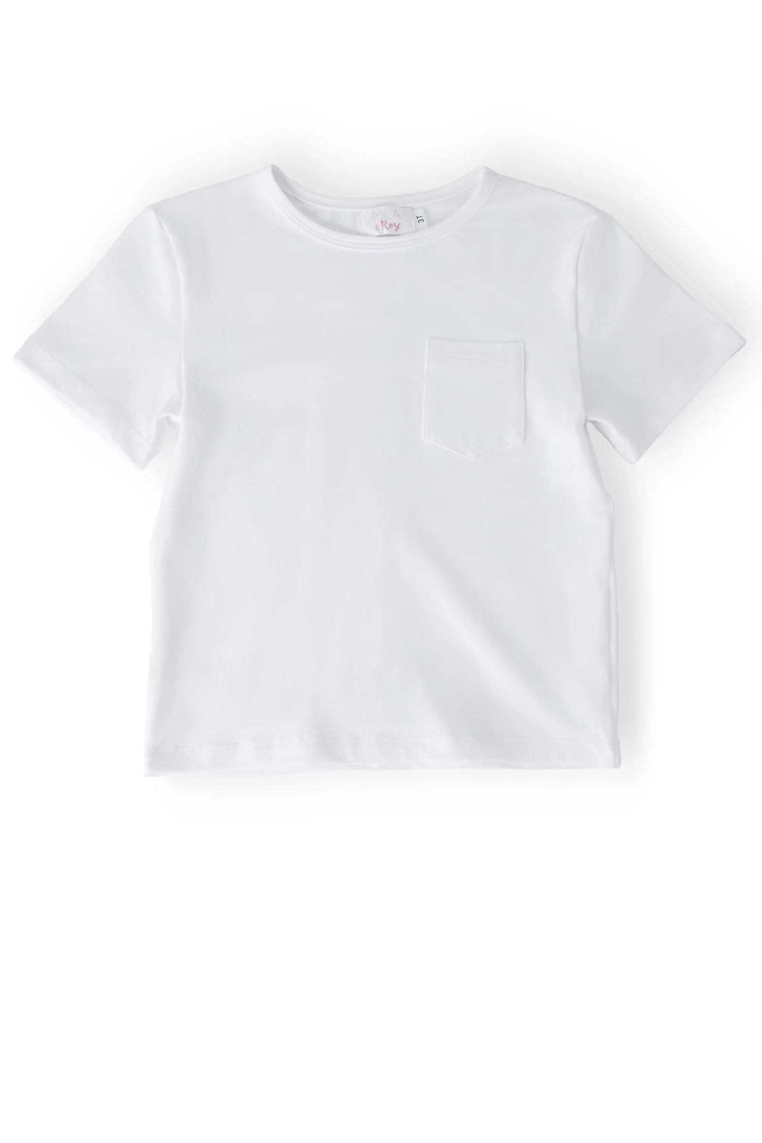 Boys White Short Sleeve Pocket Tee Mila and Bros Boys Collection Mila & Rose ® 