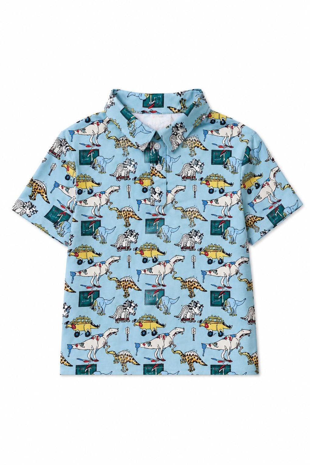 Boys short-sleeve Schoolyard Stomp polo shirt with a relaxed fit and collar