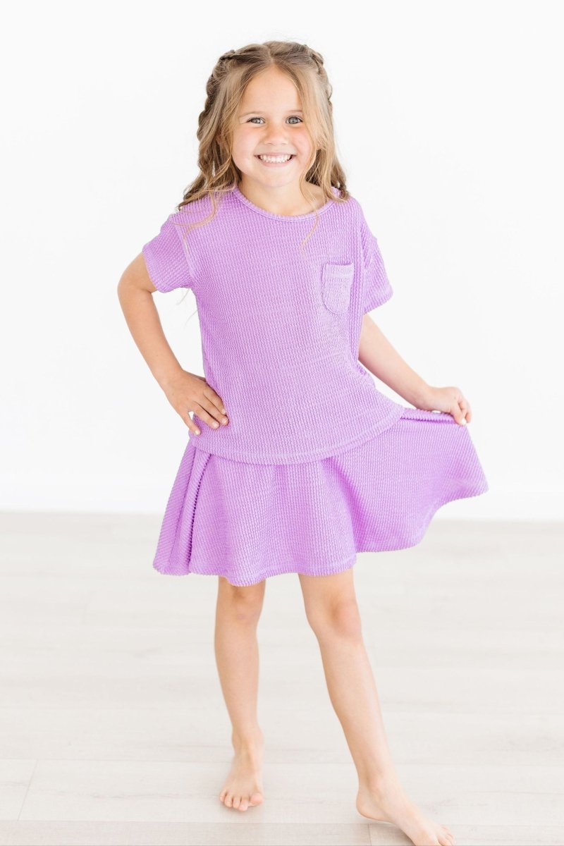 Mila & Rose ® Bright Lilac Scrunchy Twirl Skort With Shorts For Girls - Everetts Place Boutique - 