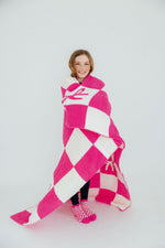 Bright Pink Checker Bow Cozy Blanket for Snuggle Time Mila & Rose ® Everetts Place: Online Boutique