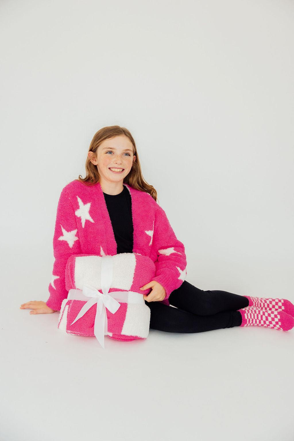 Bright Pink Checker Bow Cozy Blanket for Snuggle Time Mila & Rose ® Everetts Place: Online Boutique