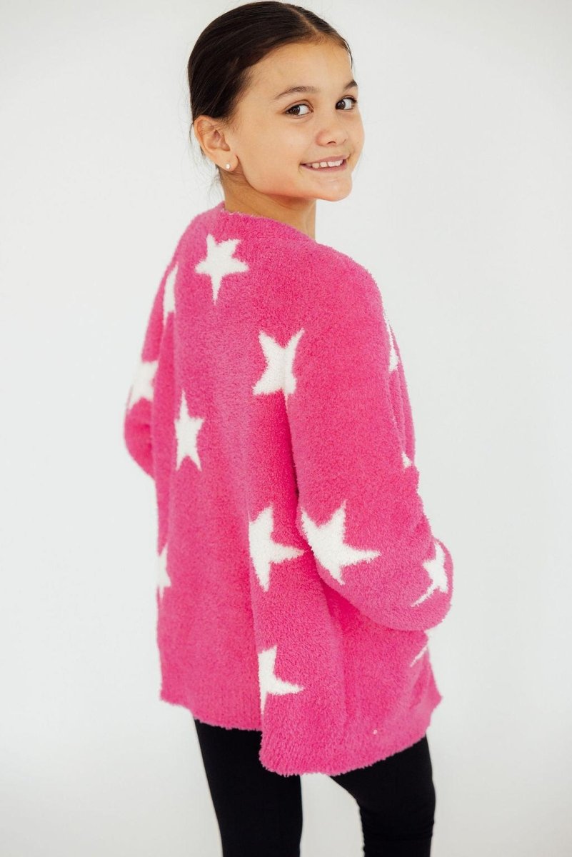 Mila & Rose ® Bright Pink Coconut Star Cozy Cardigan For All Seasons - Everetts Place Boutique - 
