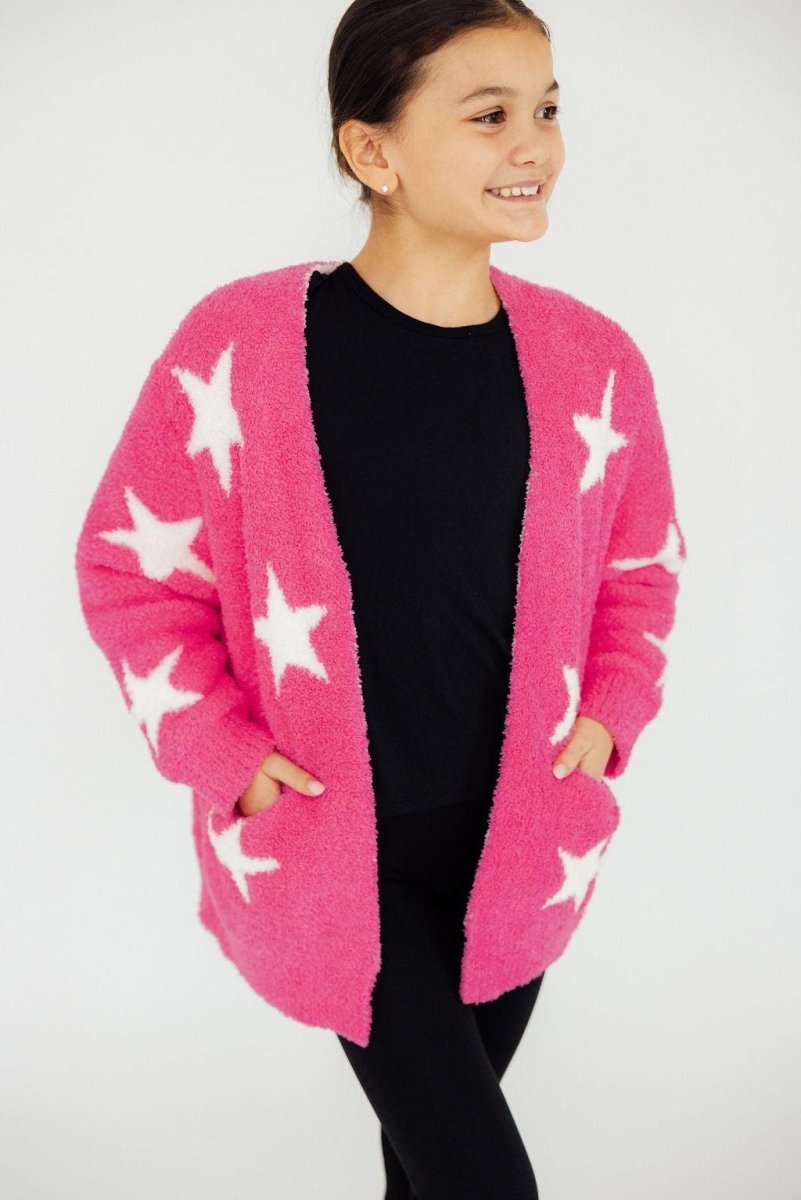 Mila & Rose ® Bright Pink Coconut Star Cozy Cardigan For All Seasons - Everetts Place Boutique - 