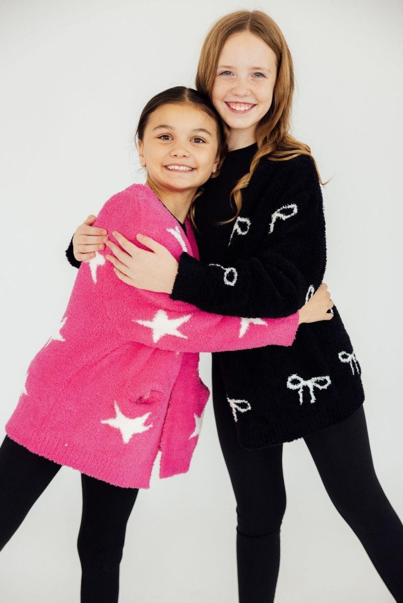 Mila & Rose ® Bright Pink Coconut Star Cozy Cardigan For All Seasons - Everetts Place Boutique - 