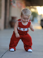 Baby Boys Christmas Reindeer Smocked Red Jonjon by Rylee Faith Designs