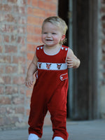 Baby Boys Christmas Reindeer Smocked Red Jonjon by Rylee Faith Designs