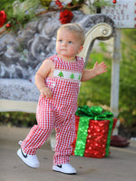 Christmas Smocking Embroidered Christmas Tree Plaid Plaid Baby Boy Romper by Rylee Faith Designs