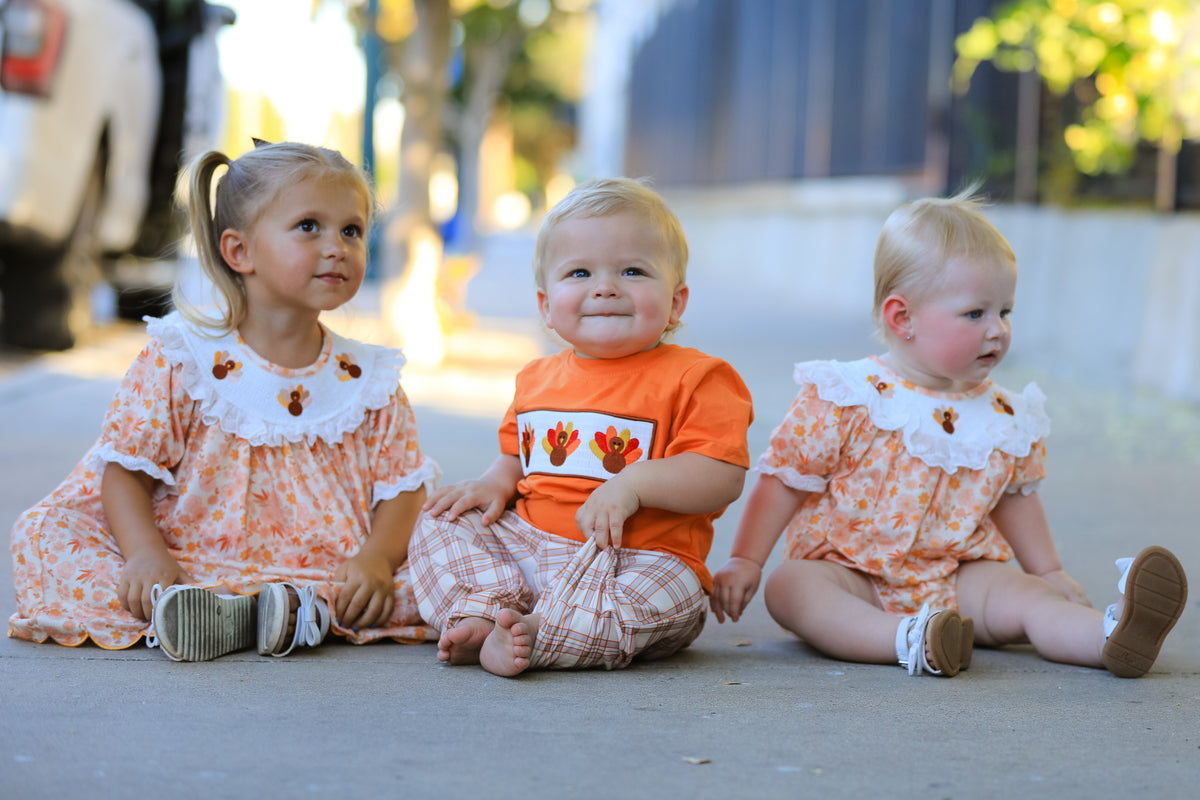 Boys Pants Set, Thanksgiving Turkey Plaid by Rylee Faith Designs
