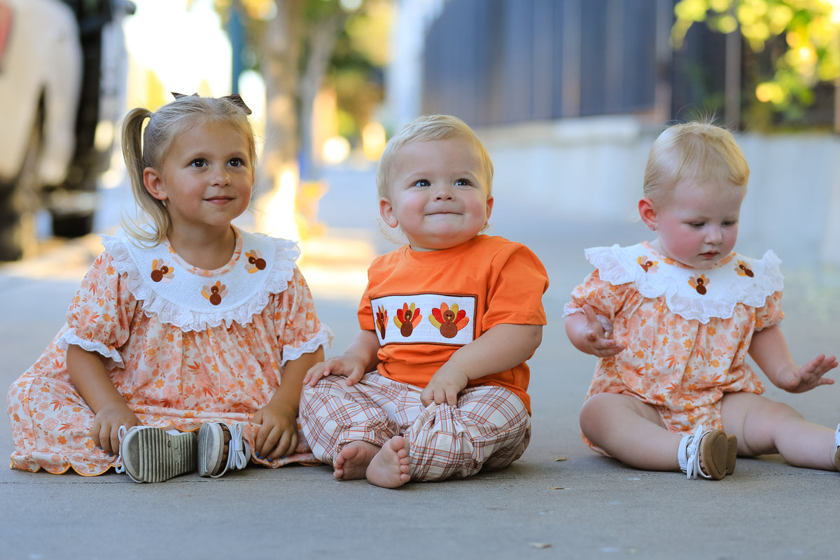 Boys Pants Set, Thanksgiving Turkey Plaid by Rylee Faith Designs