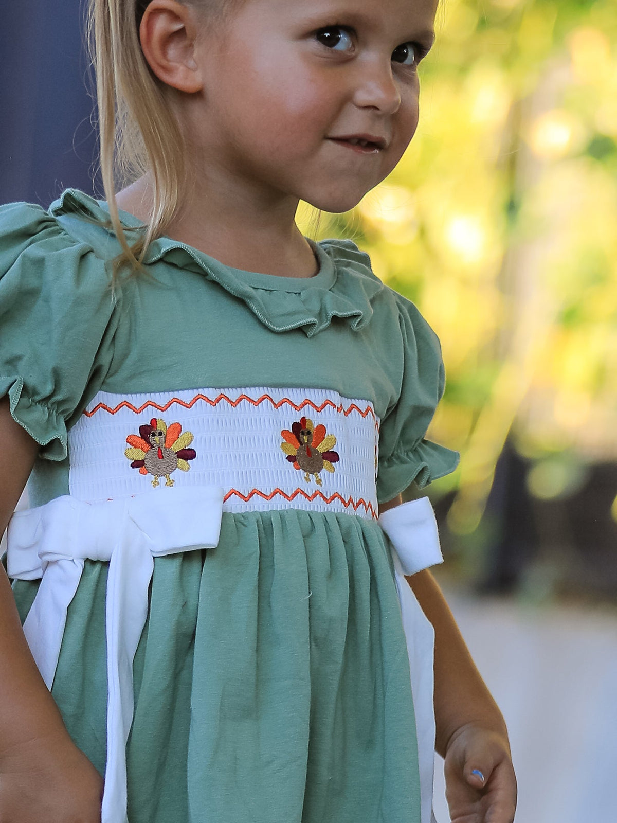 Embroidered Plaid Boys' Set, Fall Thanksgiving Chicken Smock by Rylee Faith Designs
