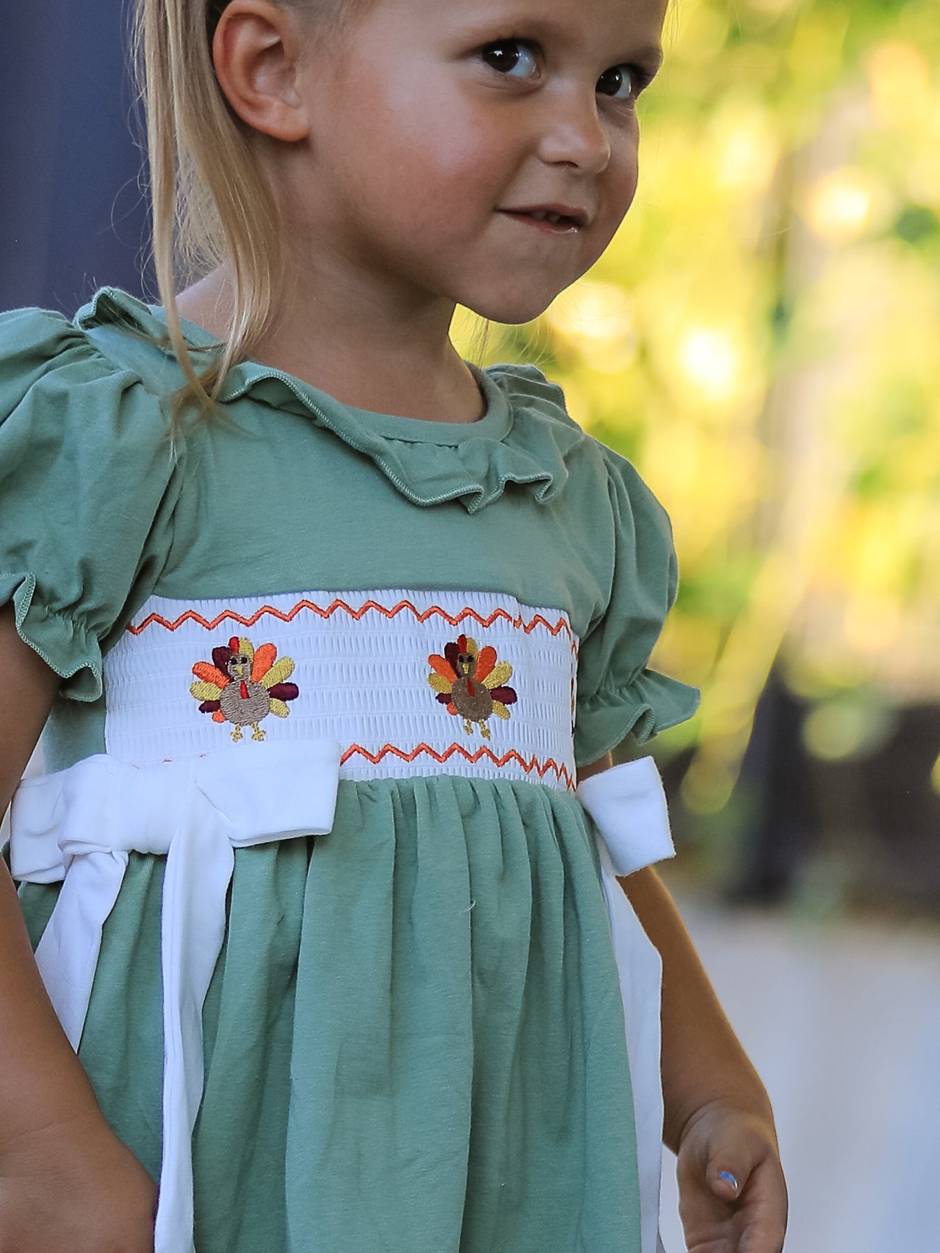Embroidered Plaid Boys' Set, Fall Thanksgiving Chicken Smock by Rylee Faith Designs