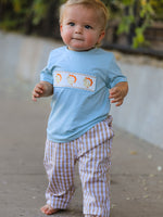 Fall Thanksgiving Plaid Chick Embroidery Smocking Boys Set by Rylee Faith Designs
