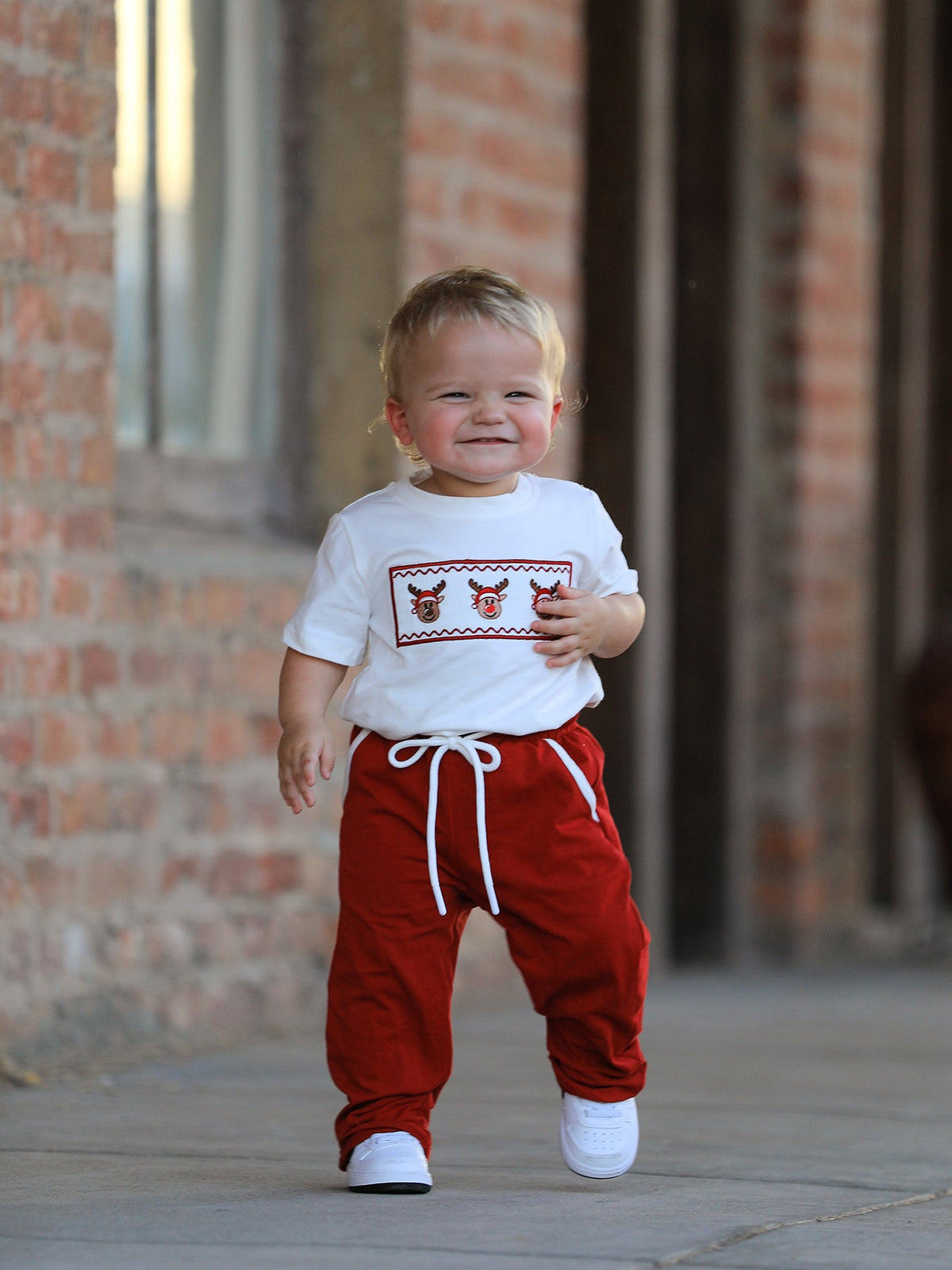 Boys Christmas Reindeer T-Shirt & Pants Set by Rylee Faith Designs