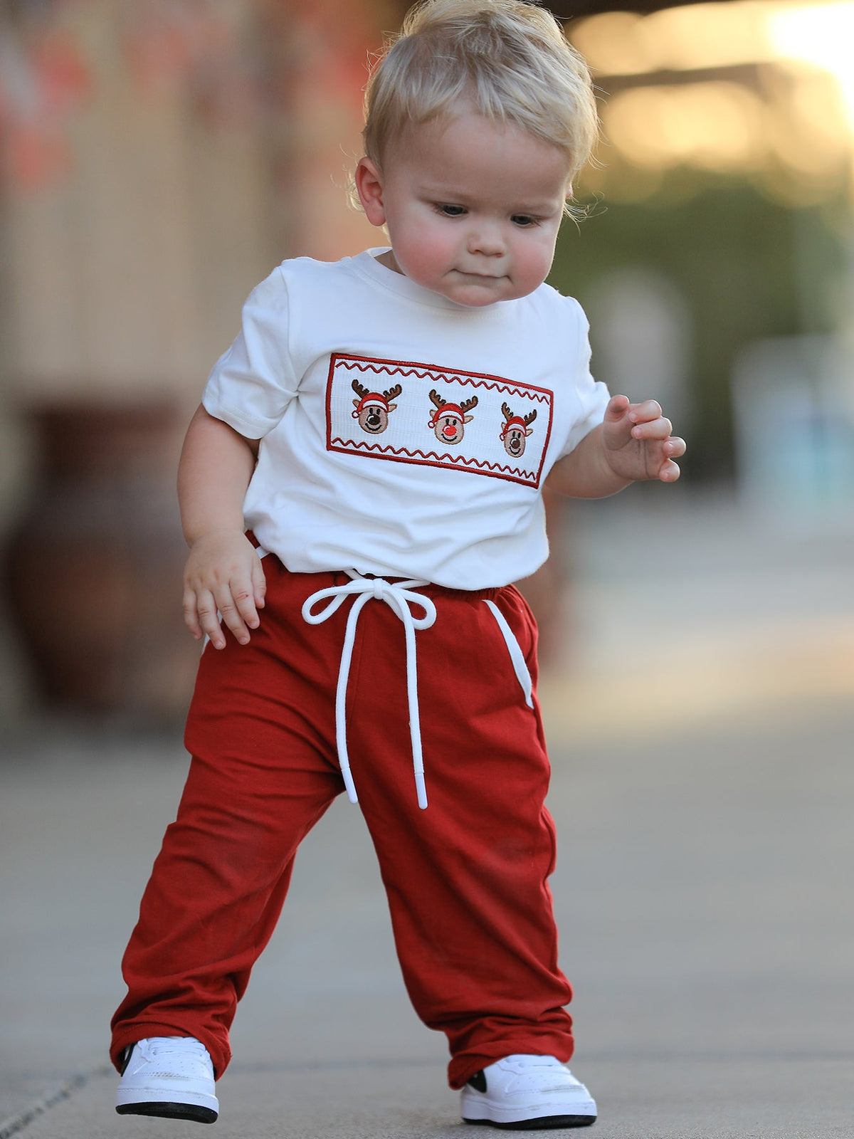 Boys Christmas Reindeer T-Shirt & Pants Set by Rylee Faith Designs