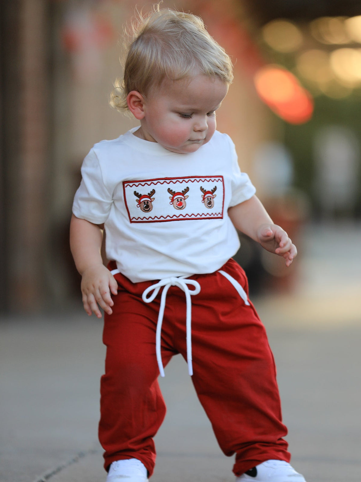 Boys Christmas Reindeer T-Shirt & Pants Set by Rylee Faith Designs