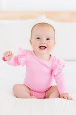 Bubblegum Pink Long Sleeve Flutter Bodysuit for Baby Mila & Rose ® Everetts Place: Online Boutique