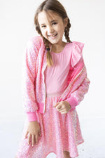 Mila & Rose ® Bubblegum Pink Long Sleeve Flutter Sleeve Leotard For Girls - Everetts Place Boutique - 