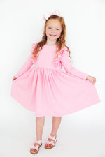 Bubblegum Pink Long Sleeve Ruffle Twirl Dress Mila And Rose Mila & Rose ® Everetts Place: Online Boutique