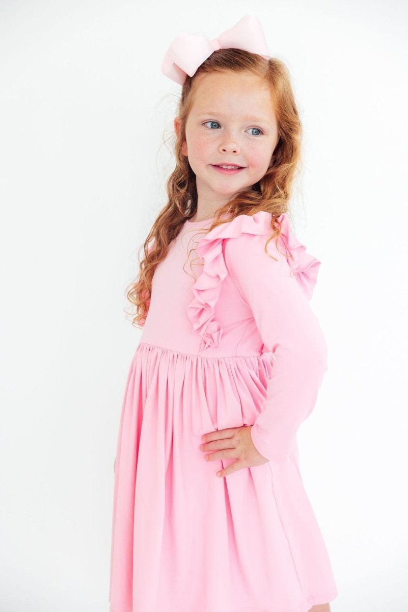 Mila & Rose ® Bubblegum Pink Long Sleeve Ruffle Twirl Dress Mila And Rose - Everetts Place Boutique - 