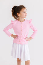 Bubblegum Pink Ruffle Cardigan For Girls Lightweight Layer Mila & Rose ® Everetts Place: Online Boutique
